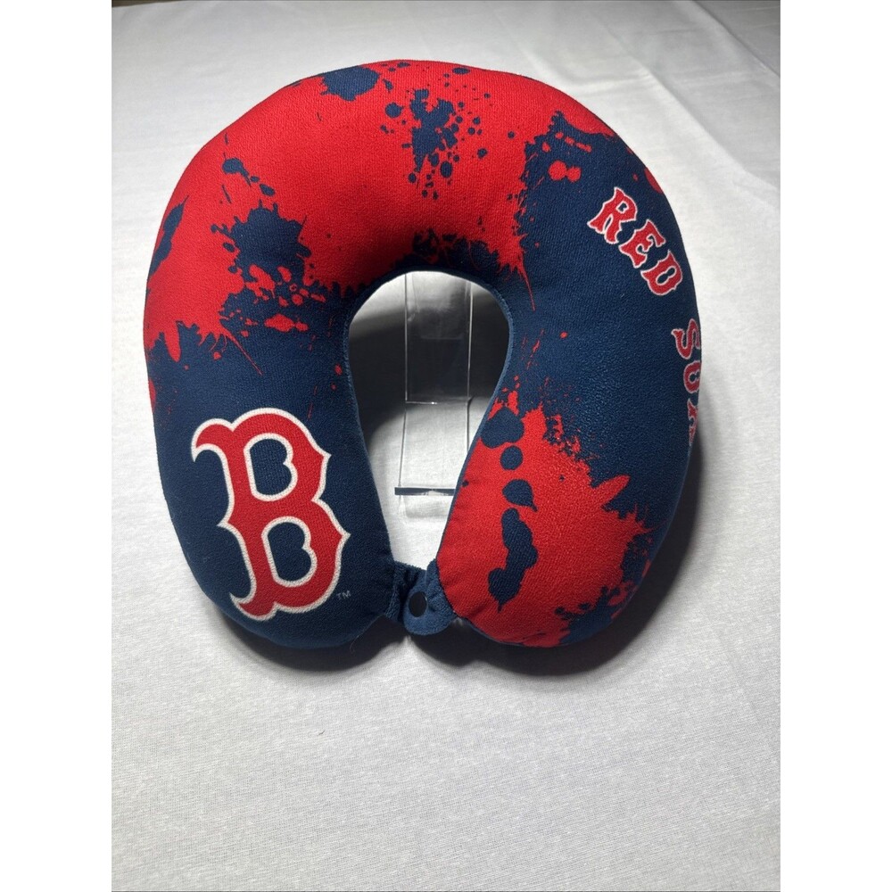 Boston Red Sox MLB Memory Foam Neck Relaxation Pillow Home Travel Navy Blue Red